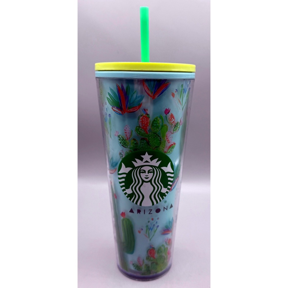 Starbucks Arizona Been There Series 24oz Cold Cup Tumbler Cactus Desert Blue